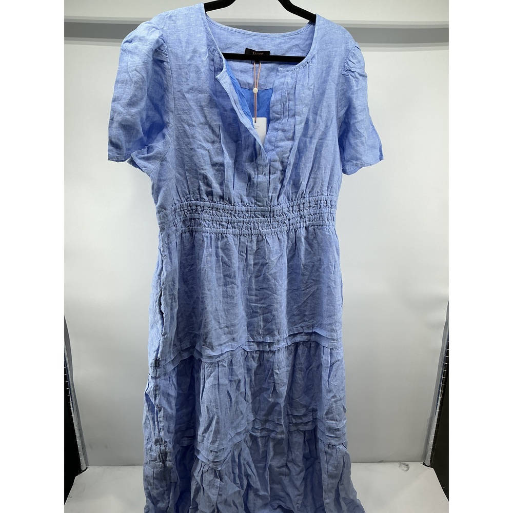 100% European Linen Tiered Maxi Dress